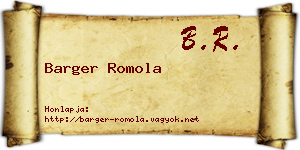 Barger Romola névjegykártya